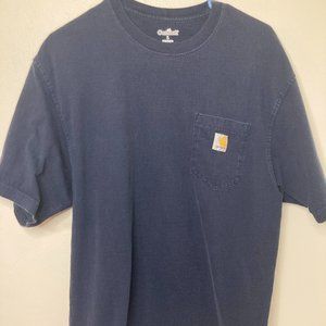 Carhartt T Shirt Mens Large Navy Blue Short Sleeve Workwear